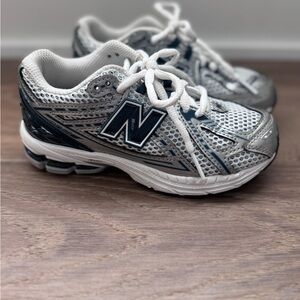 New Balance Kids Silver & Navy Athletic Sneakers